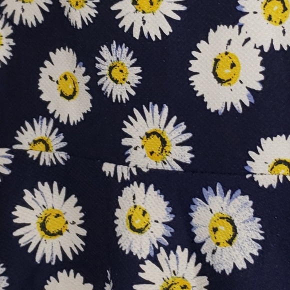 Knee length blue stretch sun flower dress - Picture 2 of 3